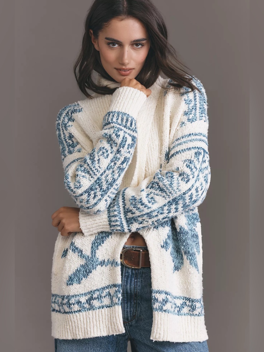 Pilcro Folded Collar Cardigan Sweater Size S/M